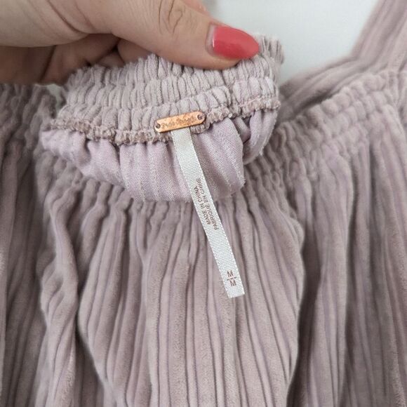 Free People lavender lilac light purple Raquel chenille textured stripe top - Picture 3 of 6